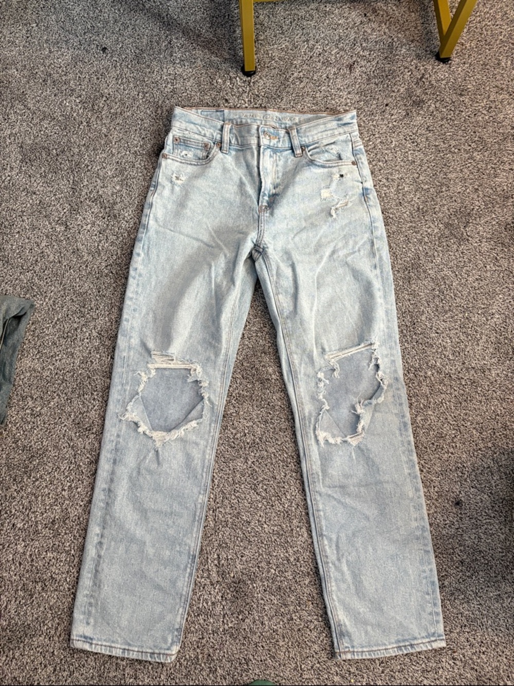 American Eagle Outfitters Light Wash Distressed Straight Leg Jeans